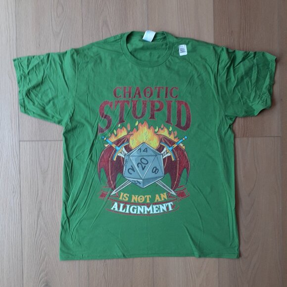 Chaotic Stupid is Not an alignment - D&D New XL Green T-Shirt - Picture 5 of 5